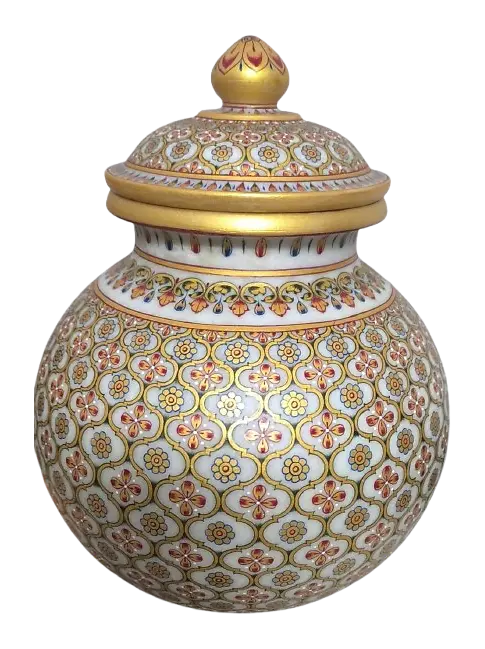 Ornamental hand-painted marble vase